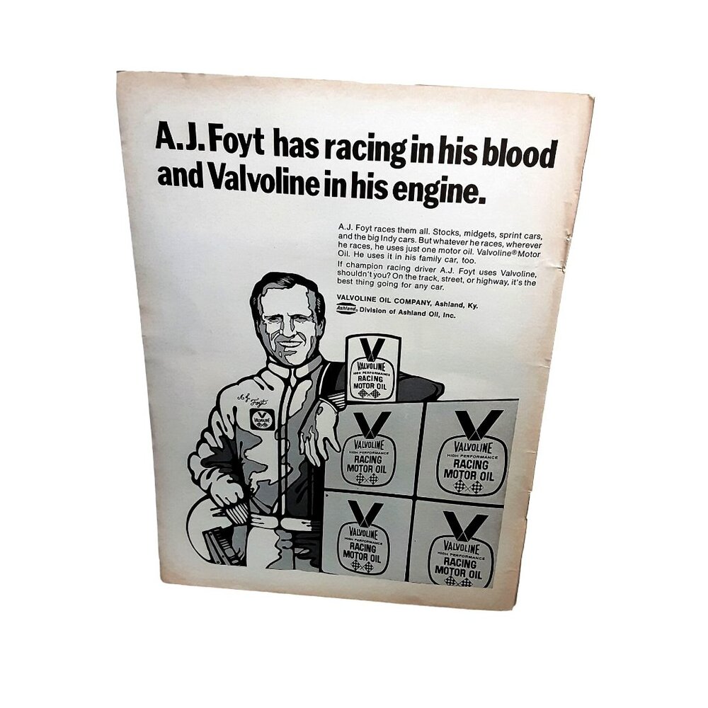1971 AJ Foyt Valvoline Racing Champion Plugs FORD Original Print Ad vintage